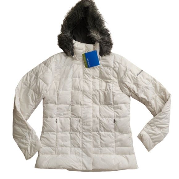 Columbia Jackets & Blazers - NWT Womens White Columbia Omni-Shield Padded Jacket w/Removable Fur Hoodie Large